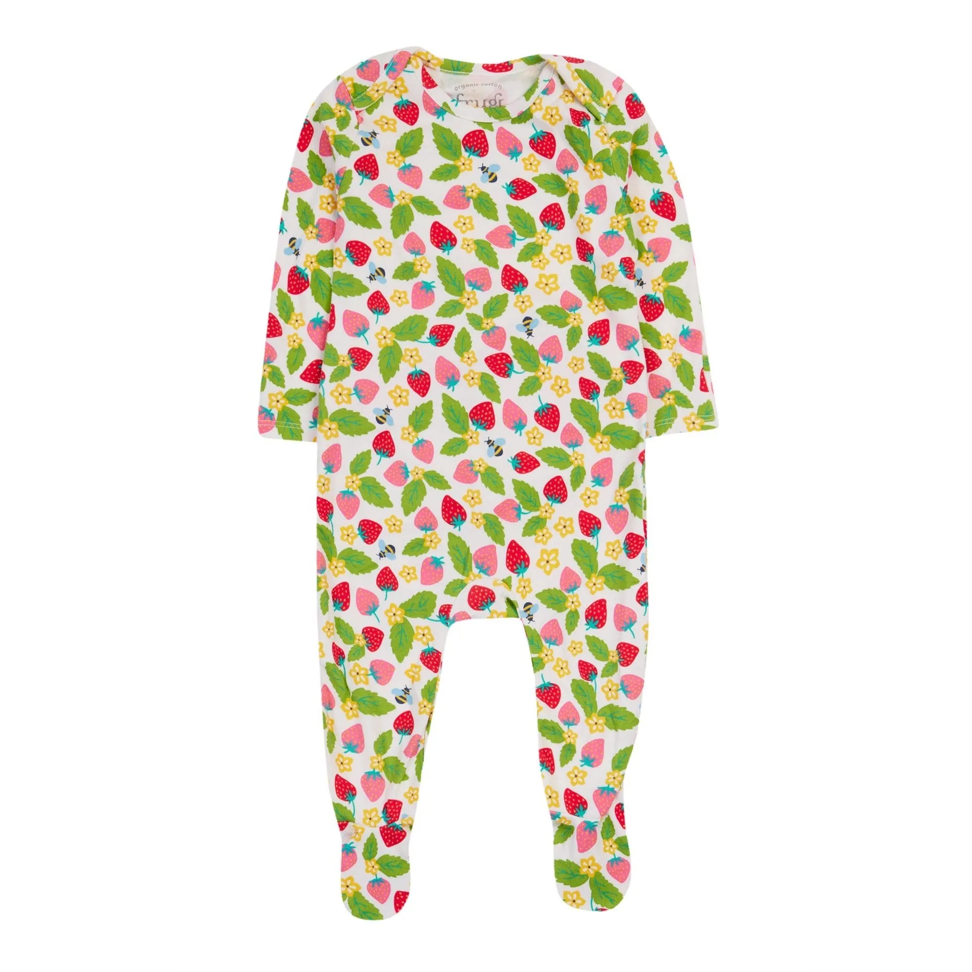 Frugi Easy Dressing Babygrow Strawberry Field