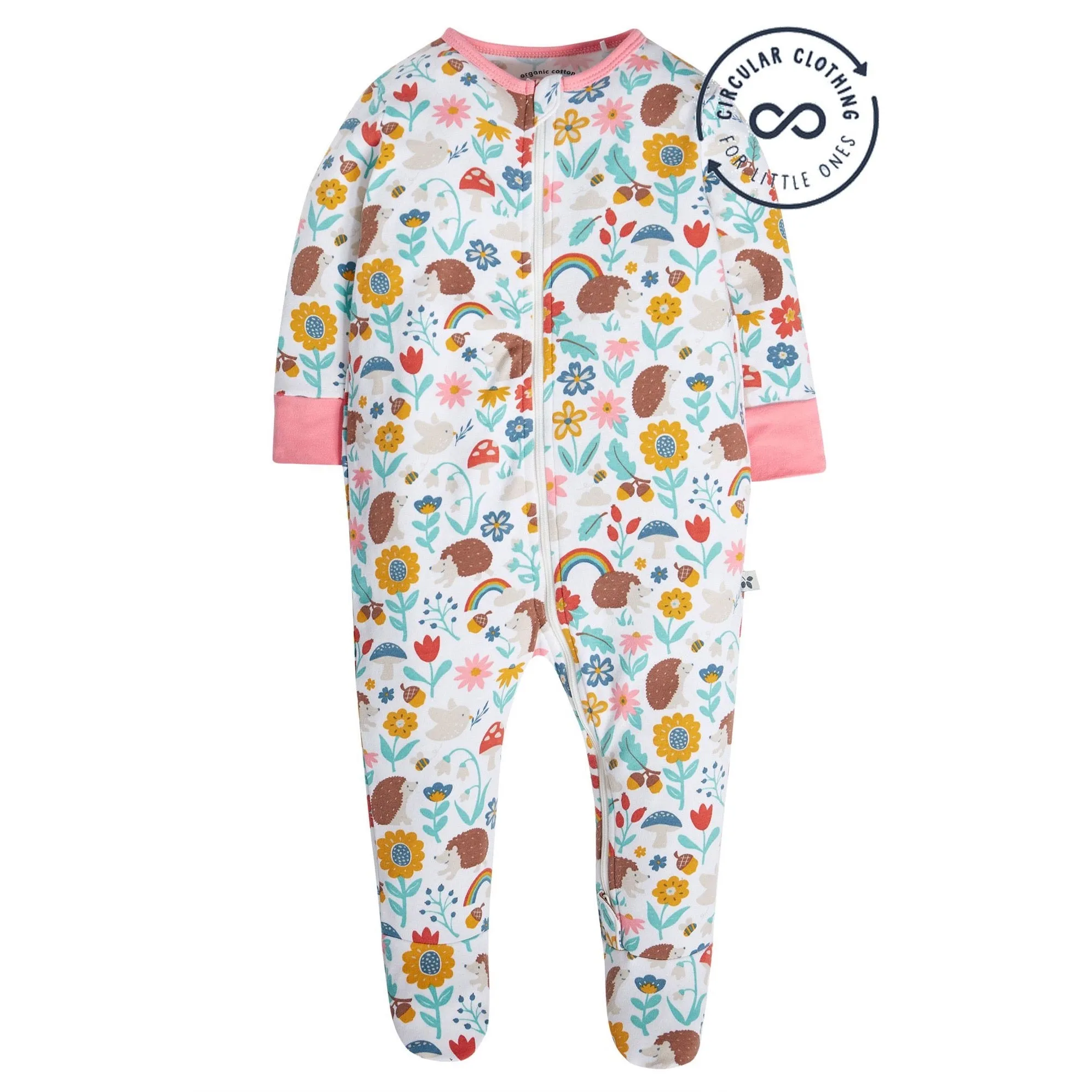 Frugi Zelah Zip Sleepsuit Woodland Hedgehog