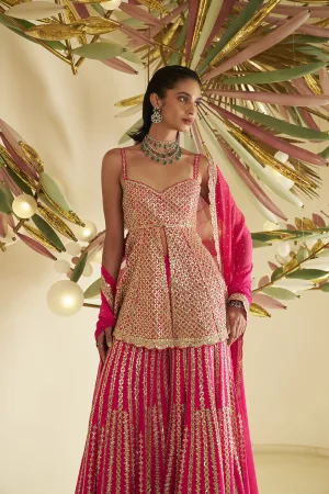 Fuchsia Gota Patti Sharara Set- Ready To Ship