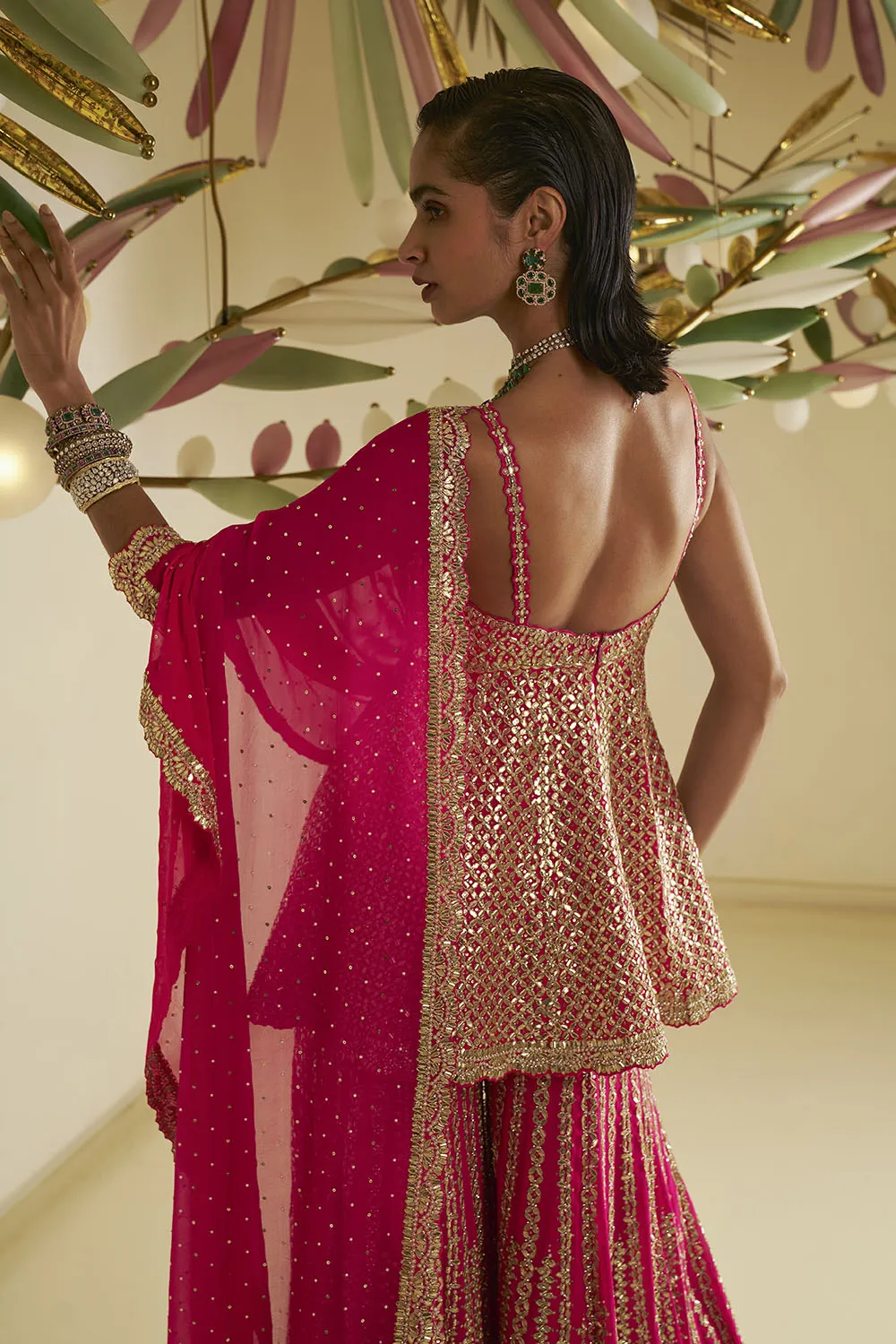 Fuchsia Gota Patti Sharara Set- Ready To Ship
