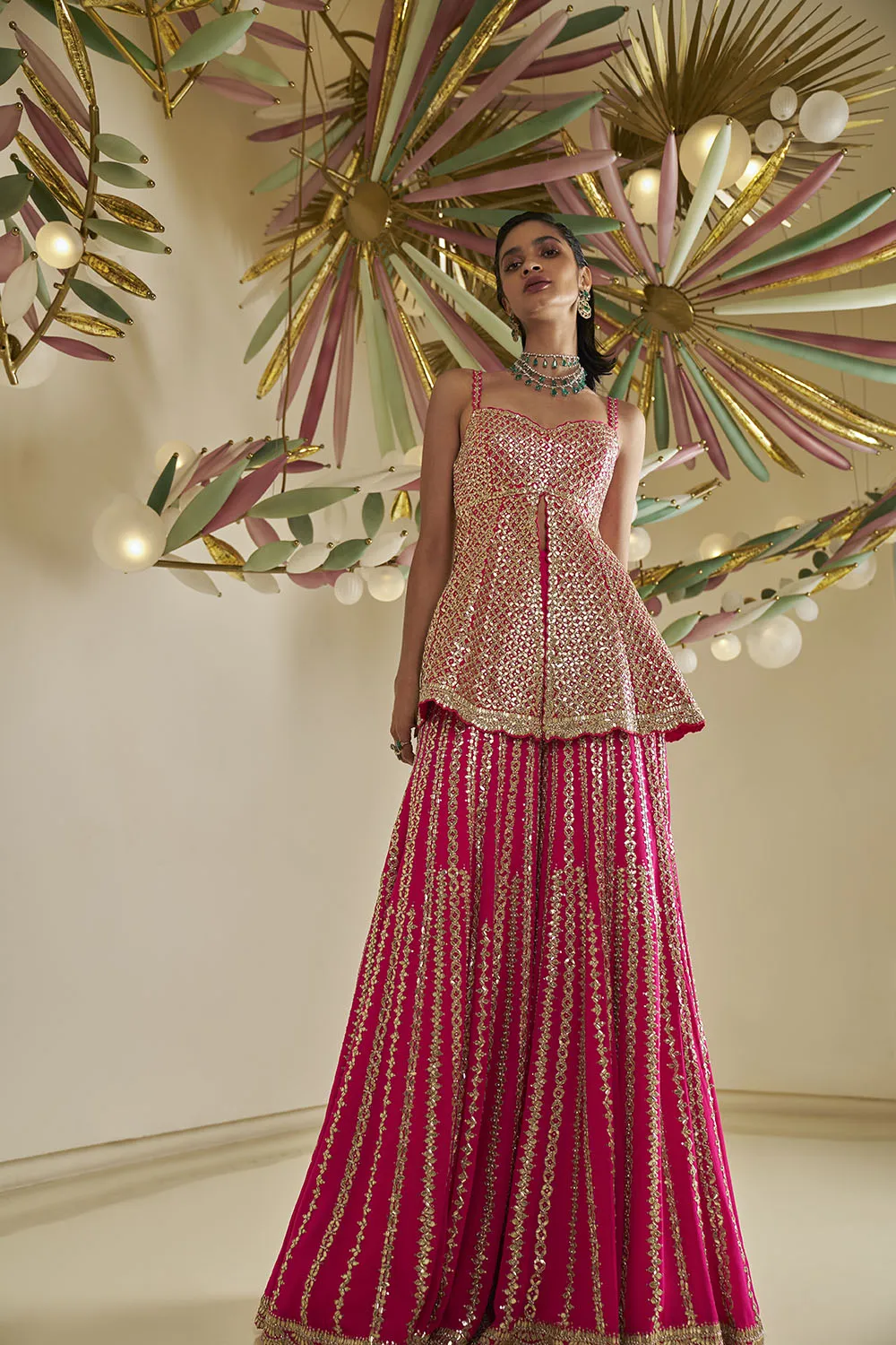 Fuchsia Gota Patti Sharara Set- Ready To Ship