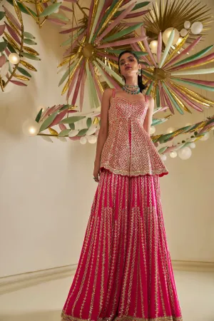 Fuchsia Gota Patti Sharara Set
