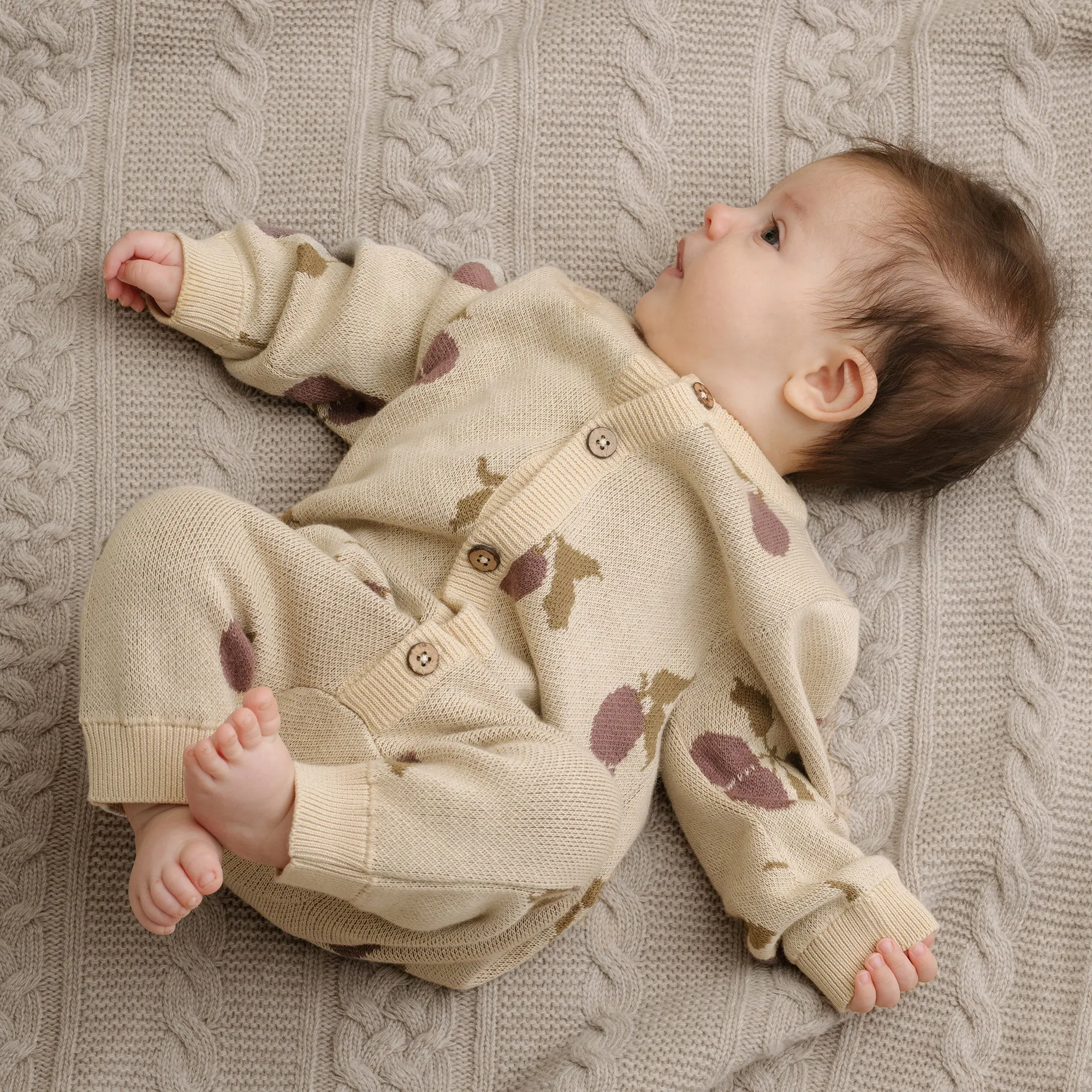 Garbo & Friends Prune Beige Knitted Onesie