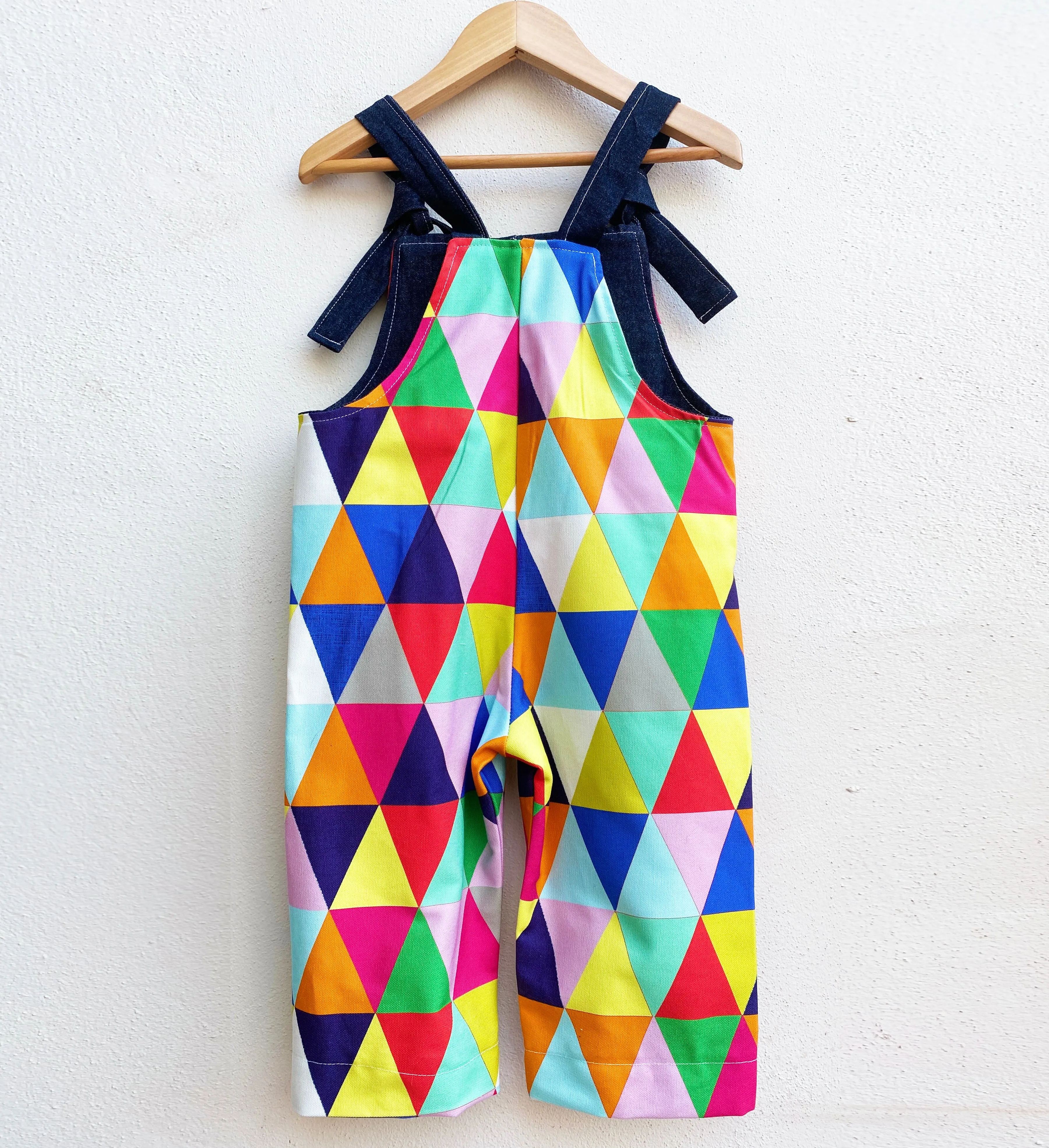 Geometric print personalised dungaree overalls