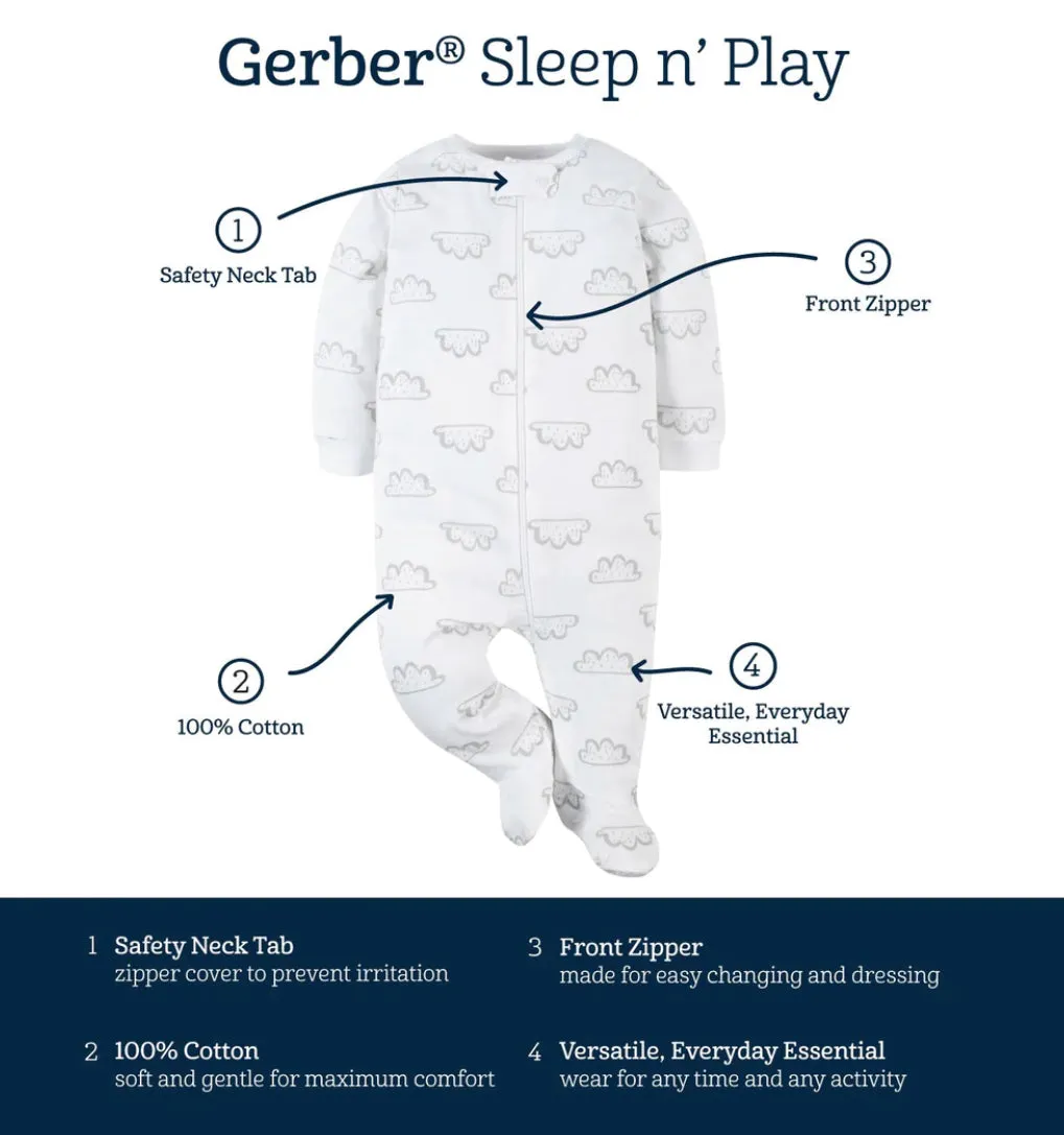 Gerber - Sleep n Play Onesie - Pink & Black Polka Dots