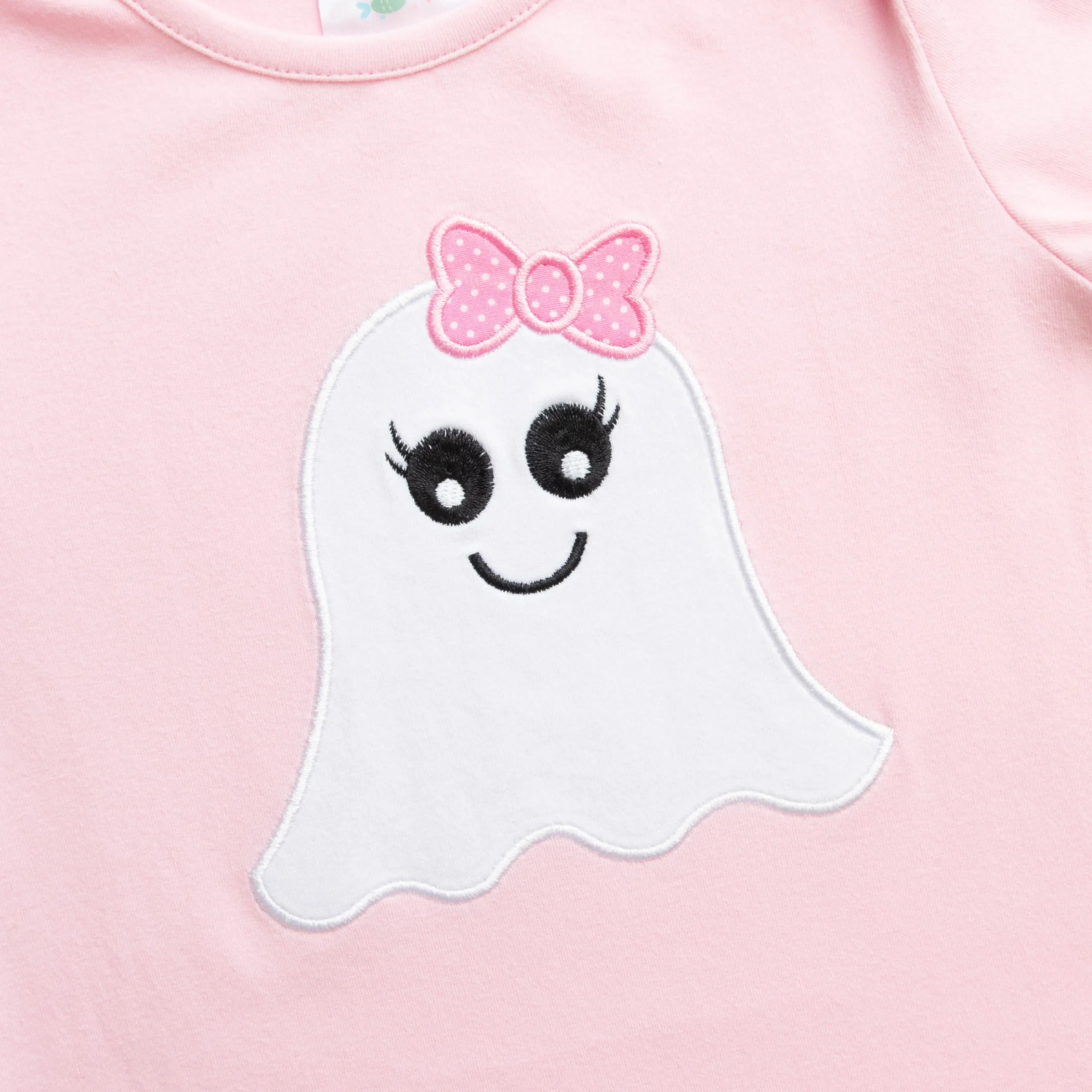 Ghoul Friend Applique Romper, Pink