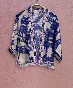 Giant Blue Willow Short Cover up/ Kimono