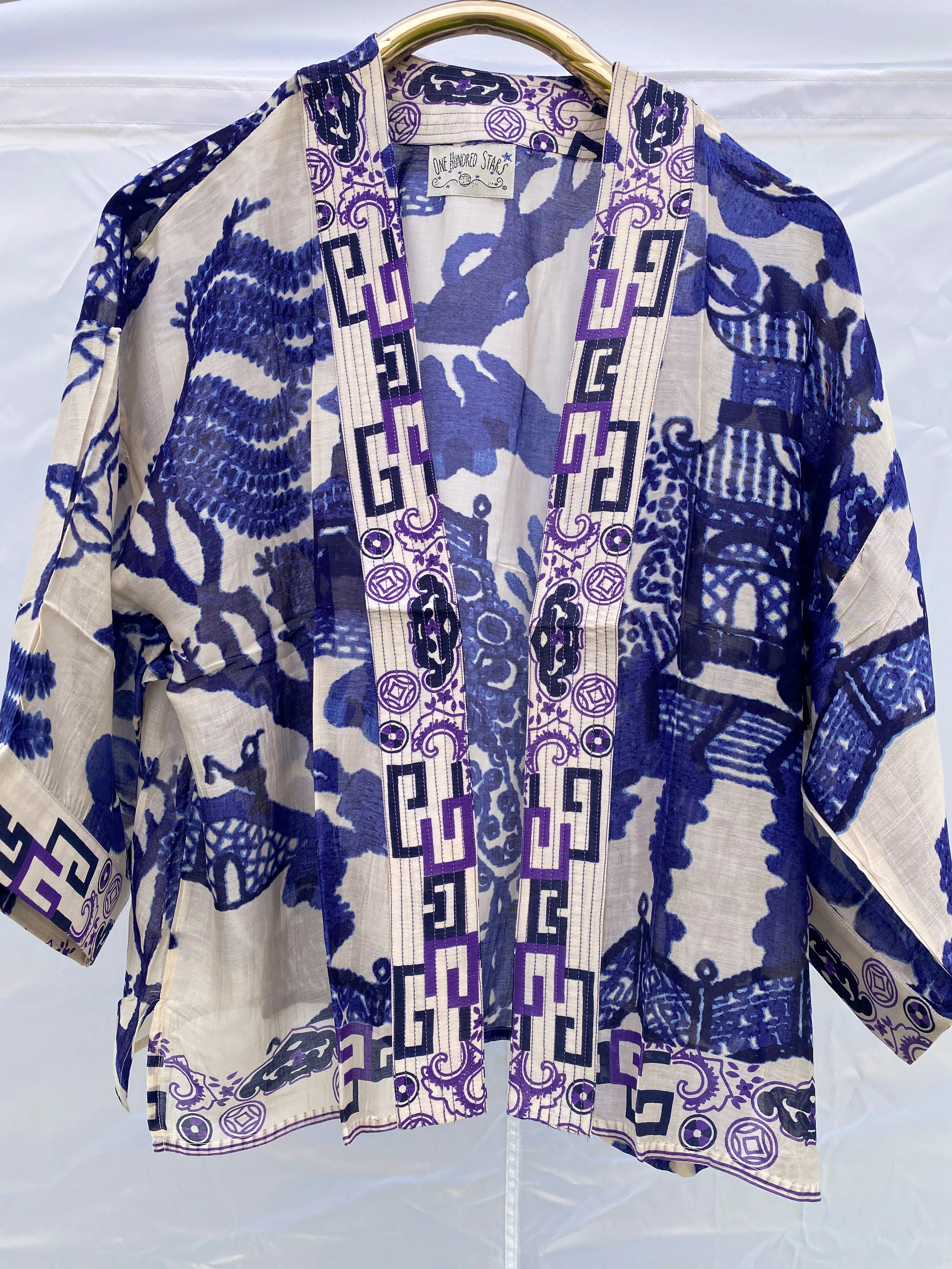 Giant Blue Willow Short Cover up/ Kimono