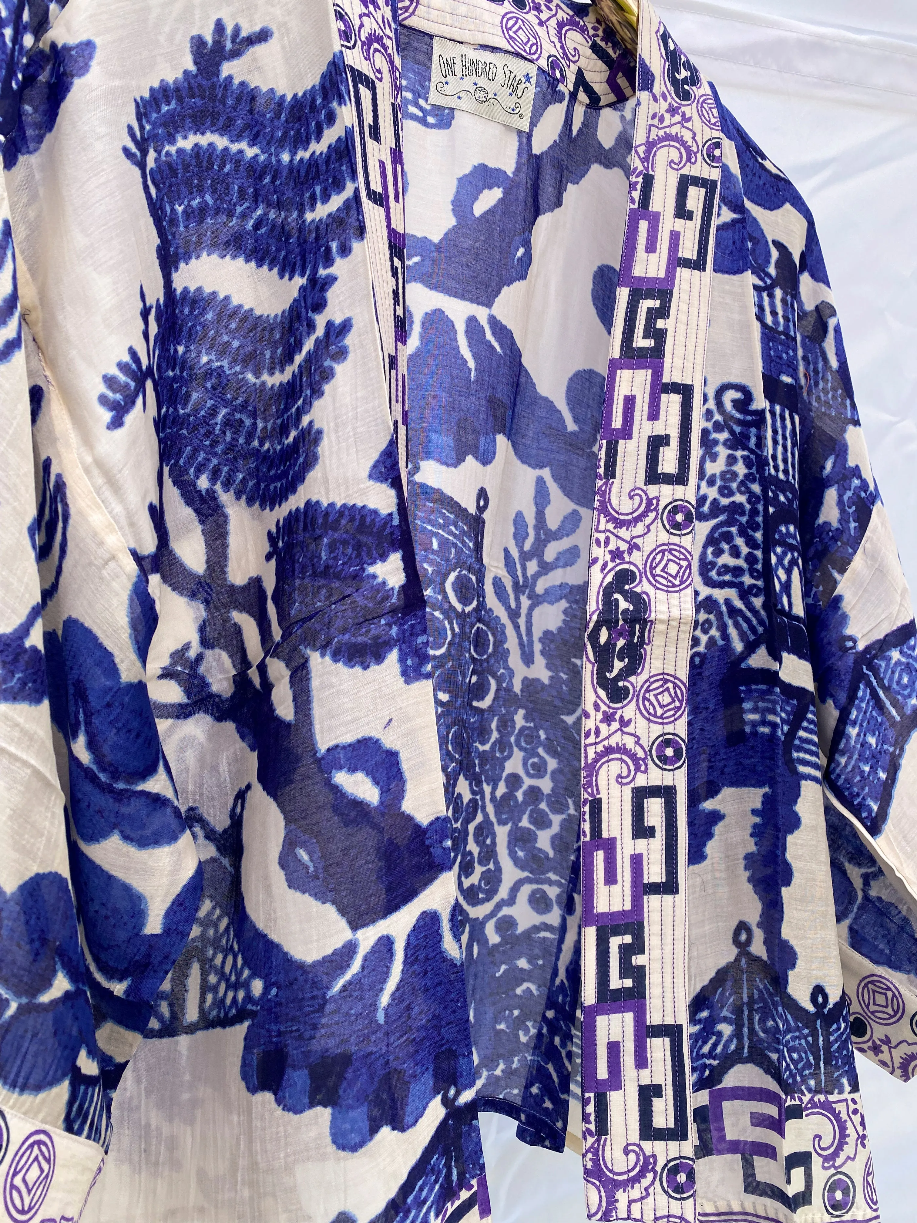 Giant Blue Willow Short Cover up/ Kimono