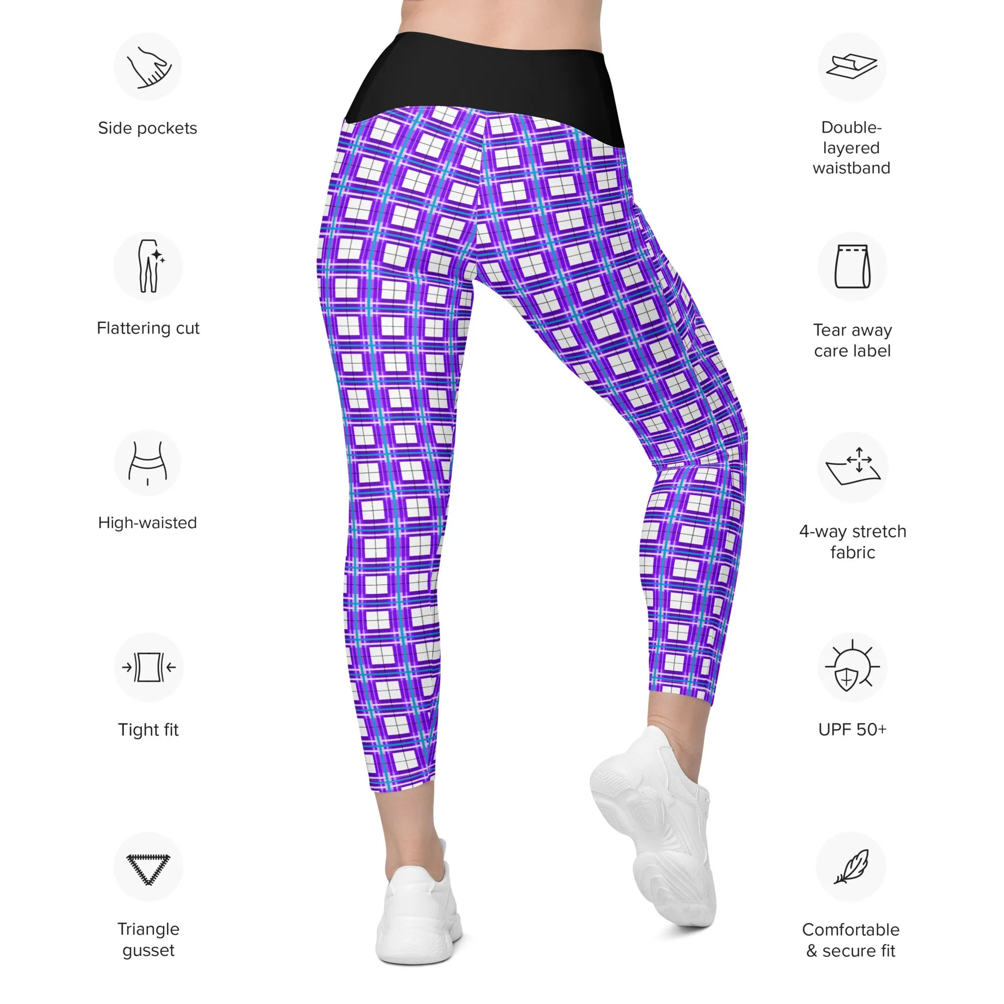 ✨'Gigha Sky' Happy Tartan®  Ladies Yoga Leggings with Pockets✨