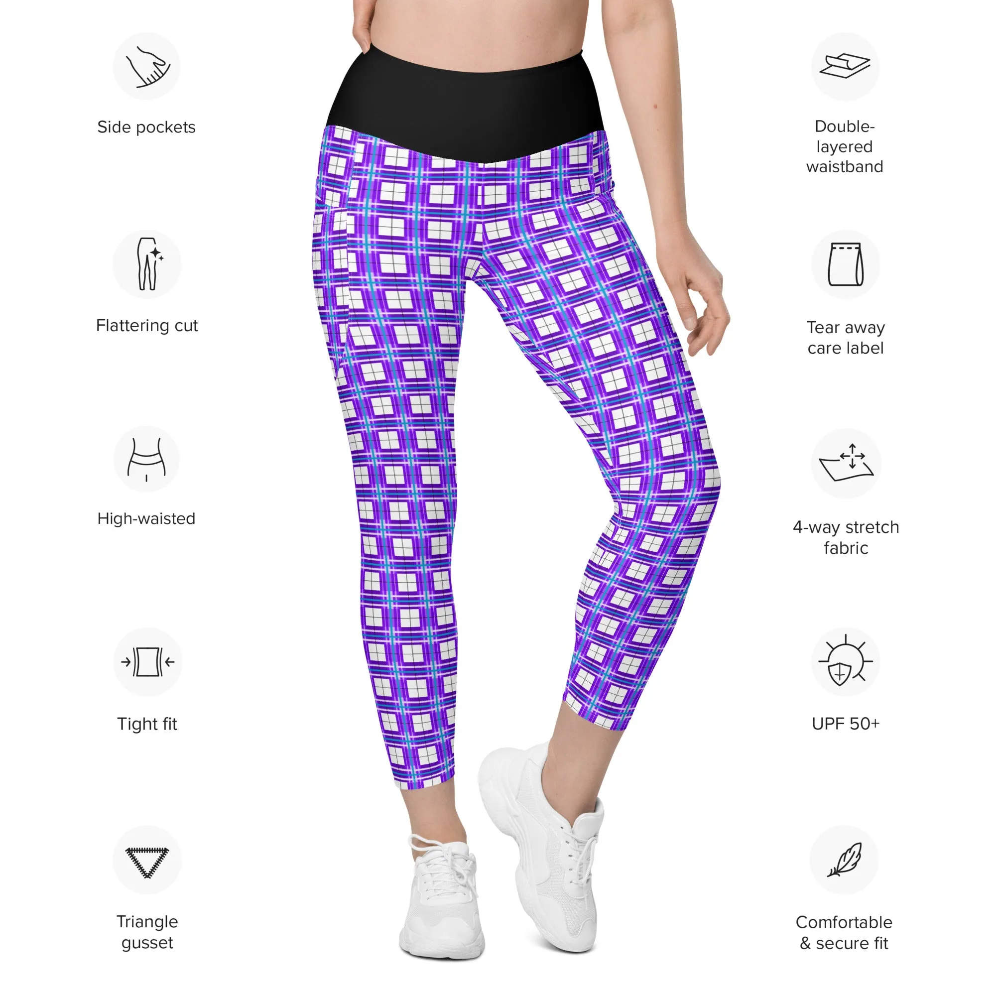 ✨'Gigha Sky' Happy Tartan®  Ladies Yoga Leggings with Pockets✨