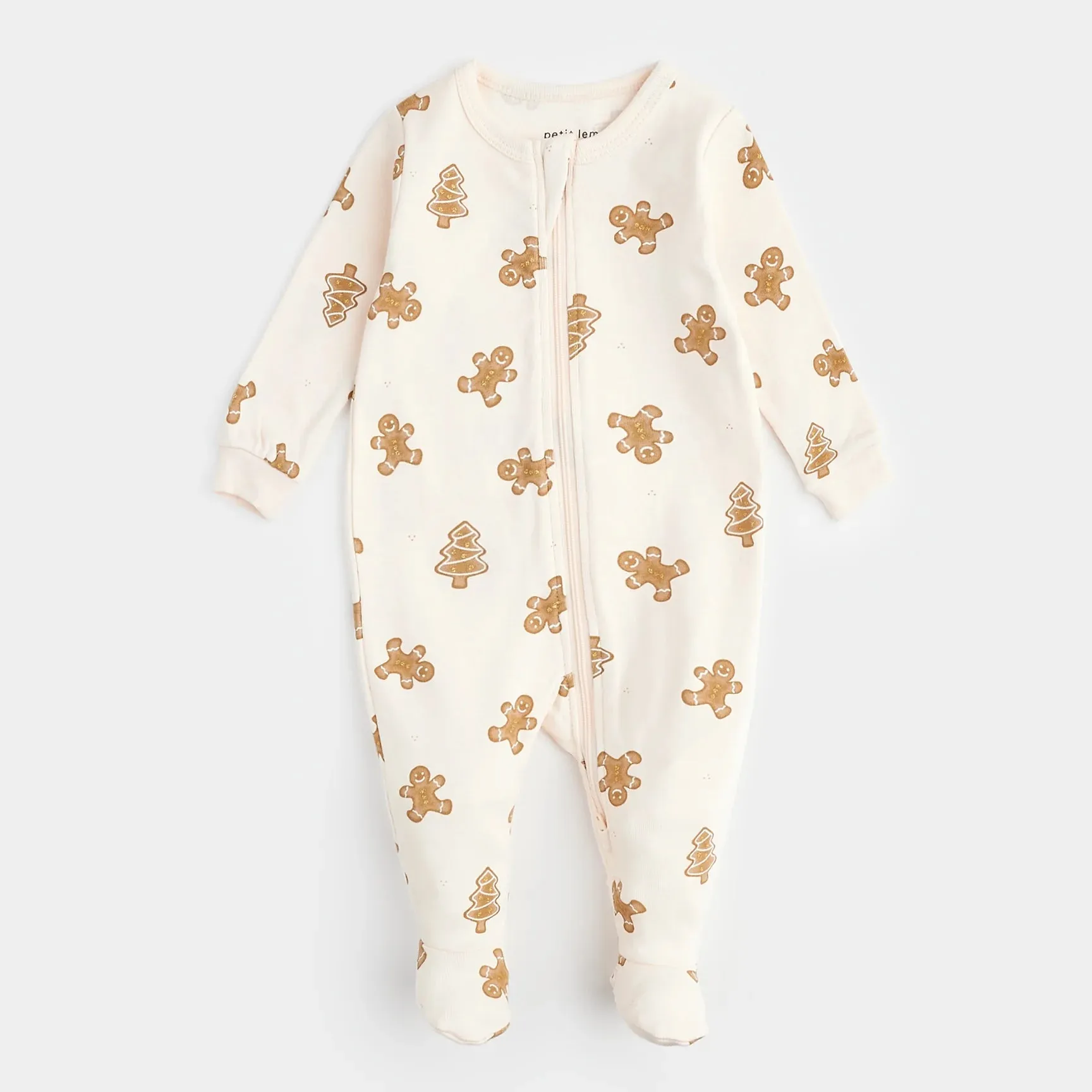Gingerbread Print on Silver Peony Sleeper