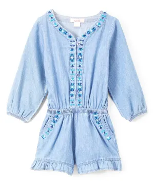 Girl L. Denim Romper with sleeves 2-14