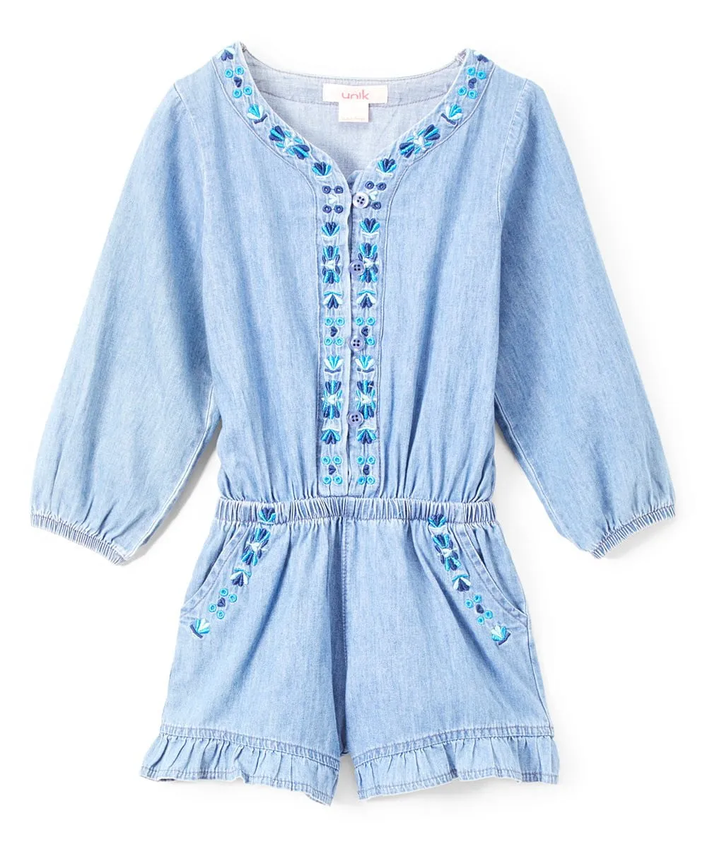 Girl L. Denim Romper with sleeves 2-14