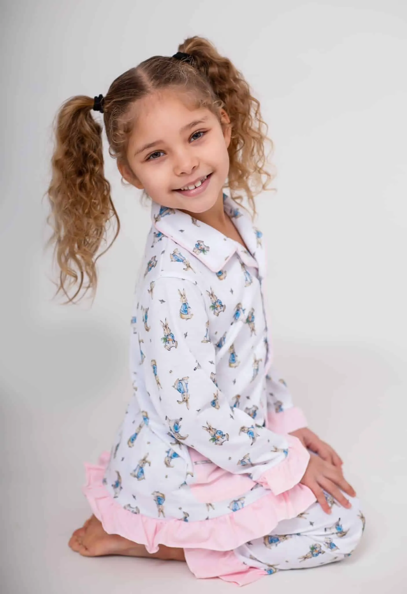 Girls Peter Rabbit Print Cotton Pjs