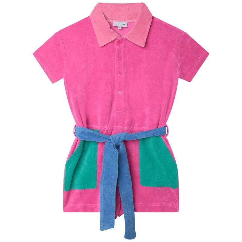 Girls Pink Terry Towel Playsuit