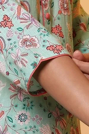 Green Floral Printed A-line Kurta & Palazzo Co-ord Set
