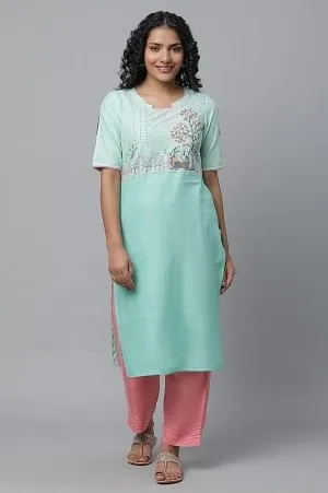 Green Printed kurta & Palazzo Set