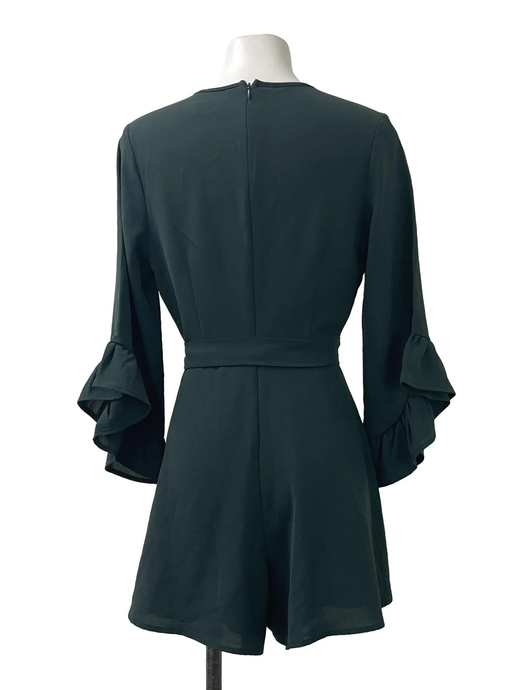 Green Puff Long Sleeve Romper TWL