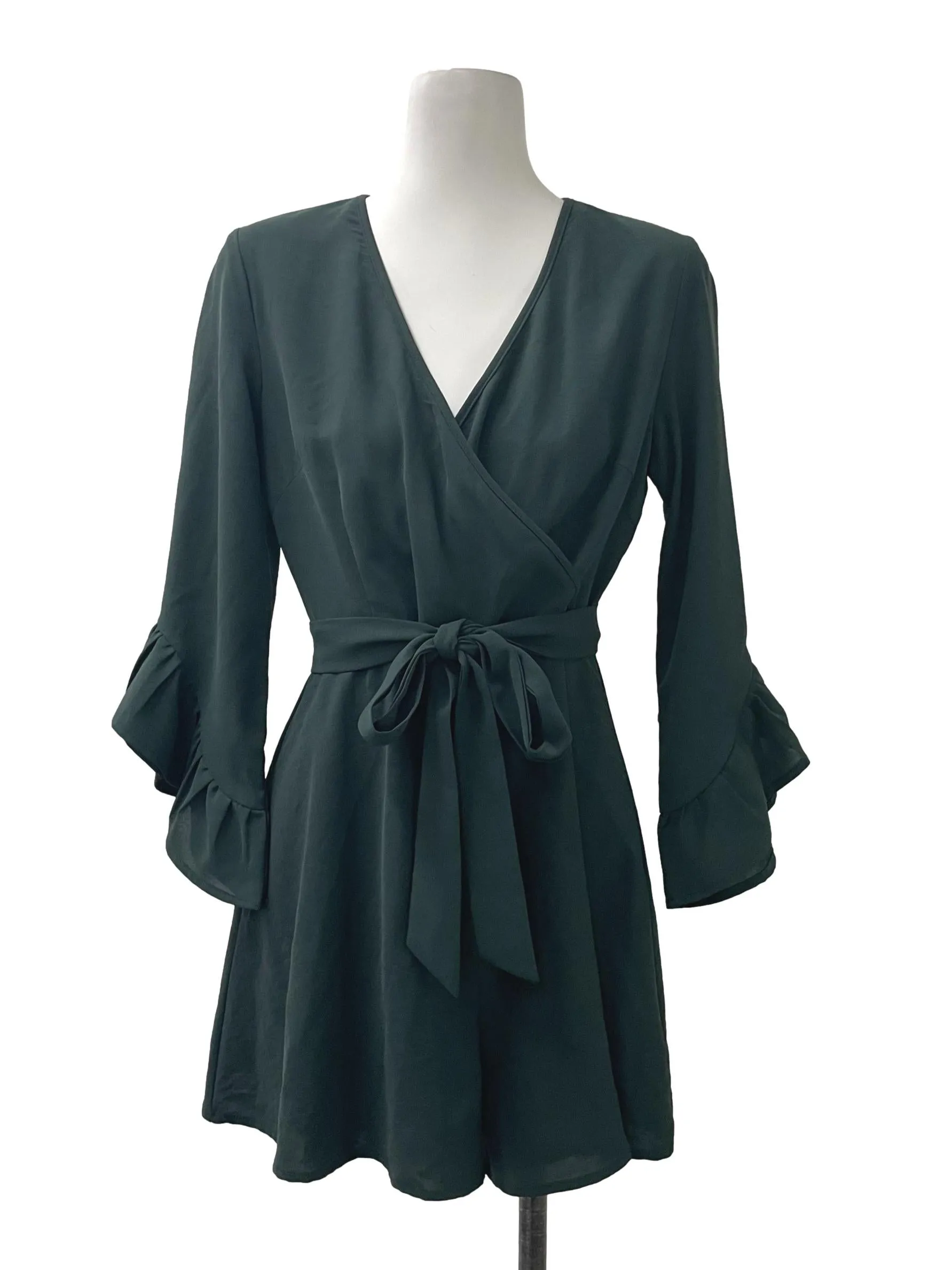 Green Puff Long Sleeve Romper TWL