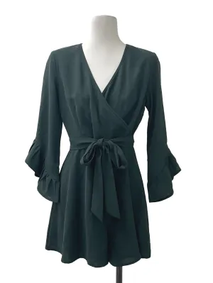 Green Puff Long Sleeve Romper TWL
