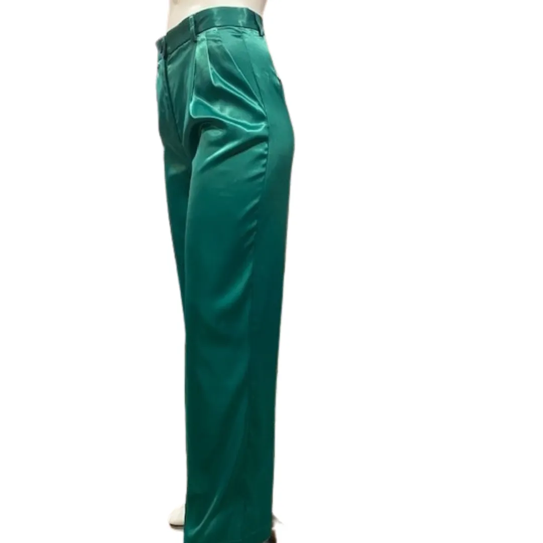 Green satin pants