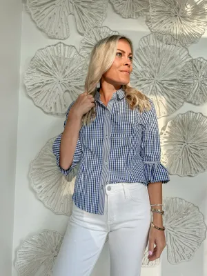 Gretchen Scott Navy Gingham Button Up