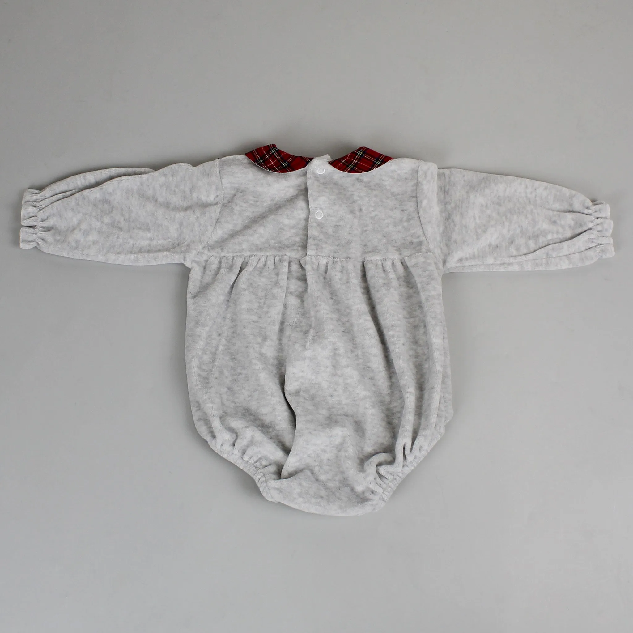 Grey and Tartan Unisex Velour Snuggle Romper - Pex