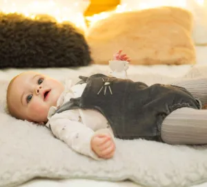 Grey Velvet Kitty Romper