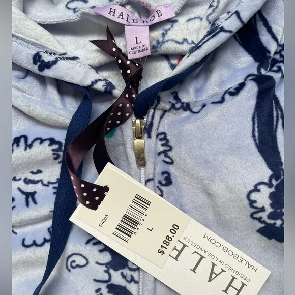 Hale Bob Onesie Zip Up Hoodie Pajamas with Poodle Print Size Large NWT $…