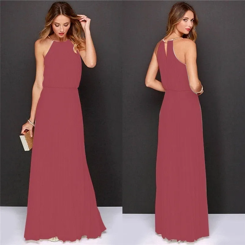 Halter Bridesmaids Maxi Dress