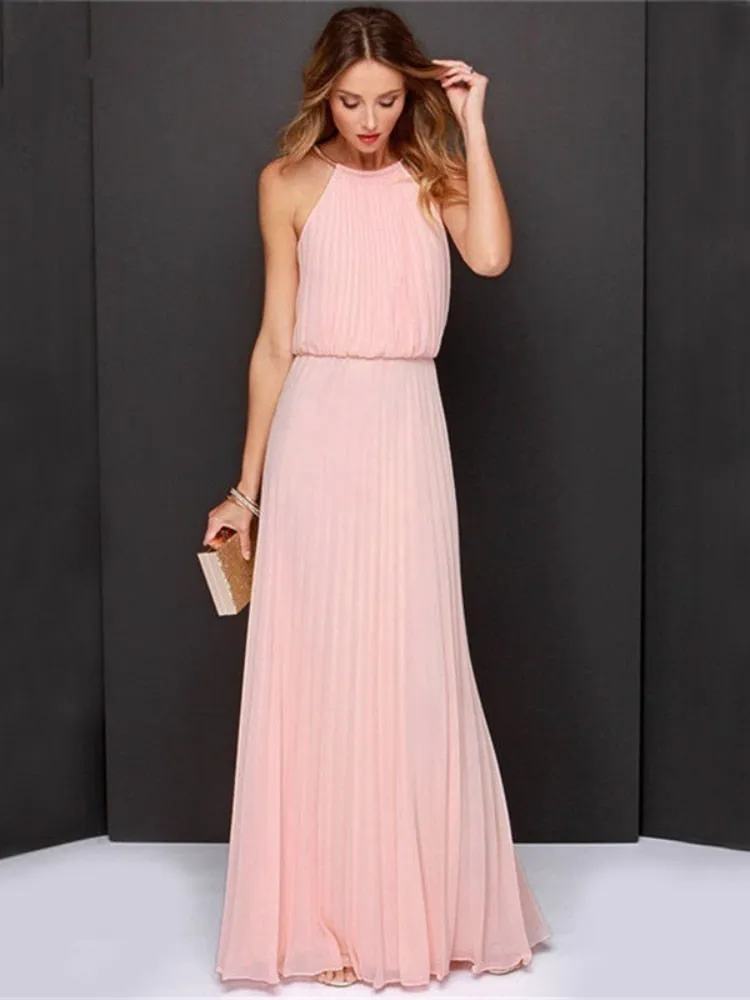 Halter Bridesmaids Maxi Dress