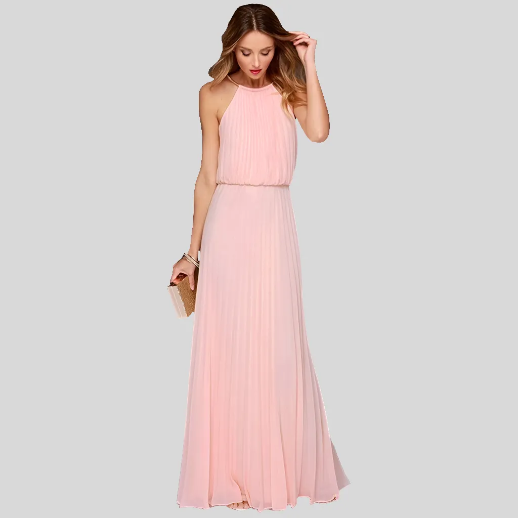 Halter Bridesmaids Maxi Dress