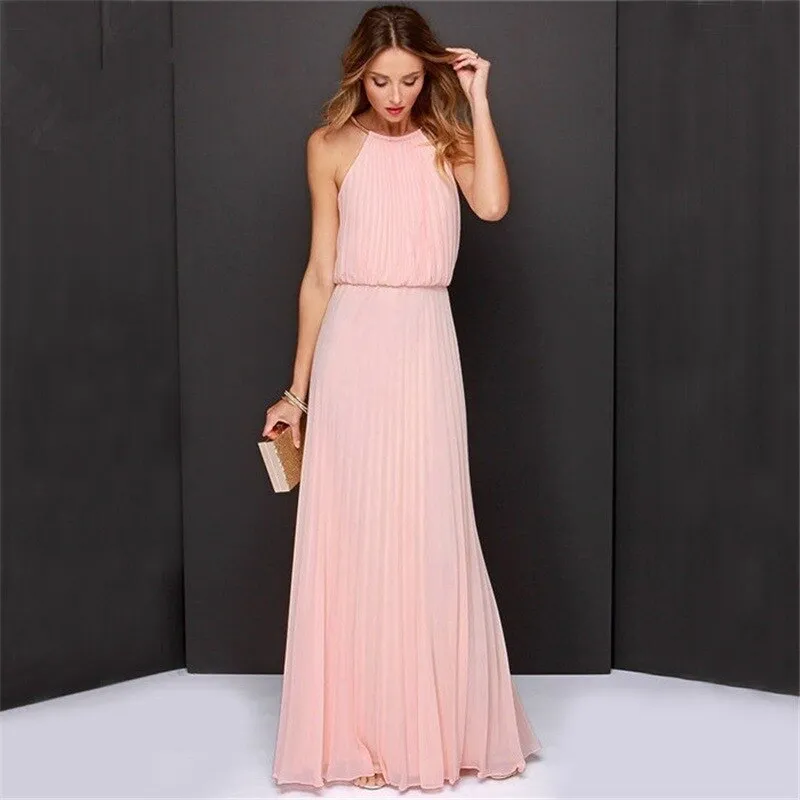 Halter Bridesmaids Maxi Dress