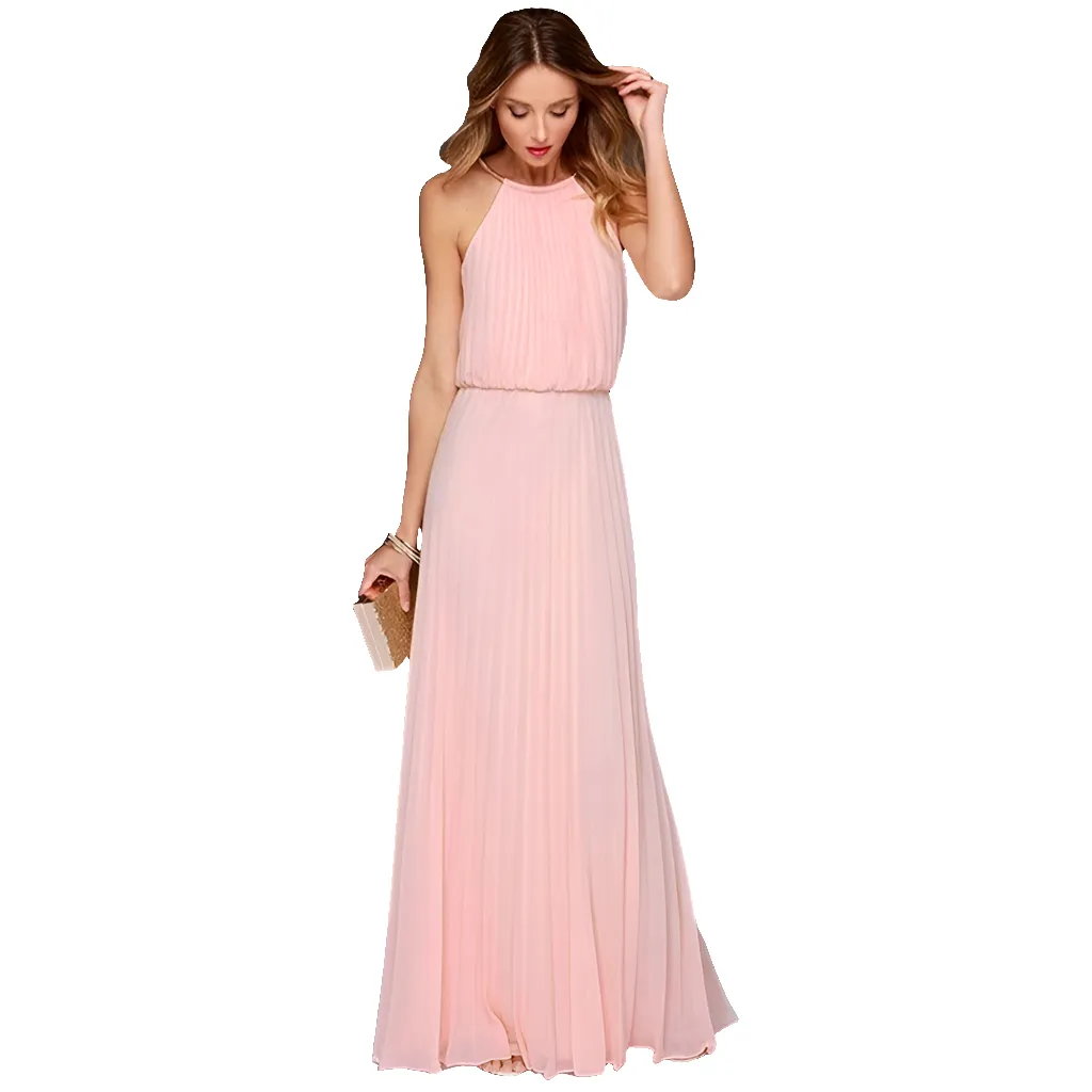 Halter Bridesmaids Maxi Dress