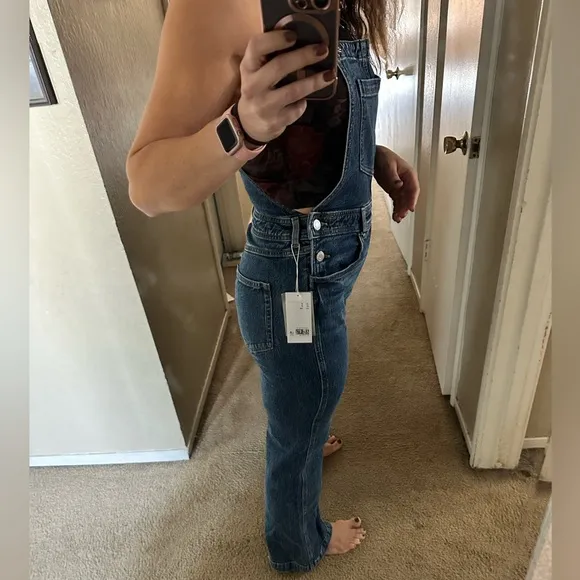 H&amp;M Flared Denim Overalls NWOT