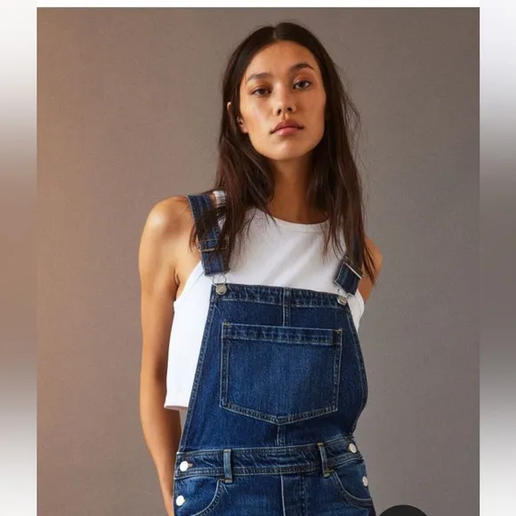 H&amp;M Flared Denim Overalls NWOT