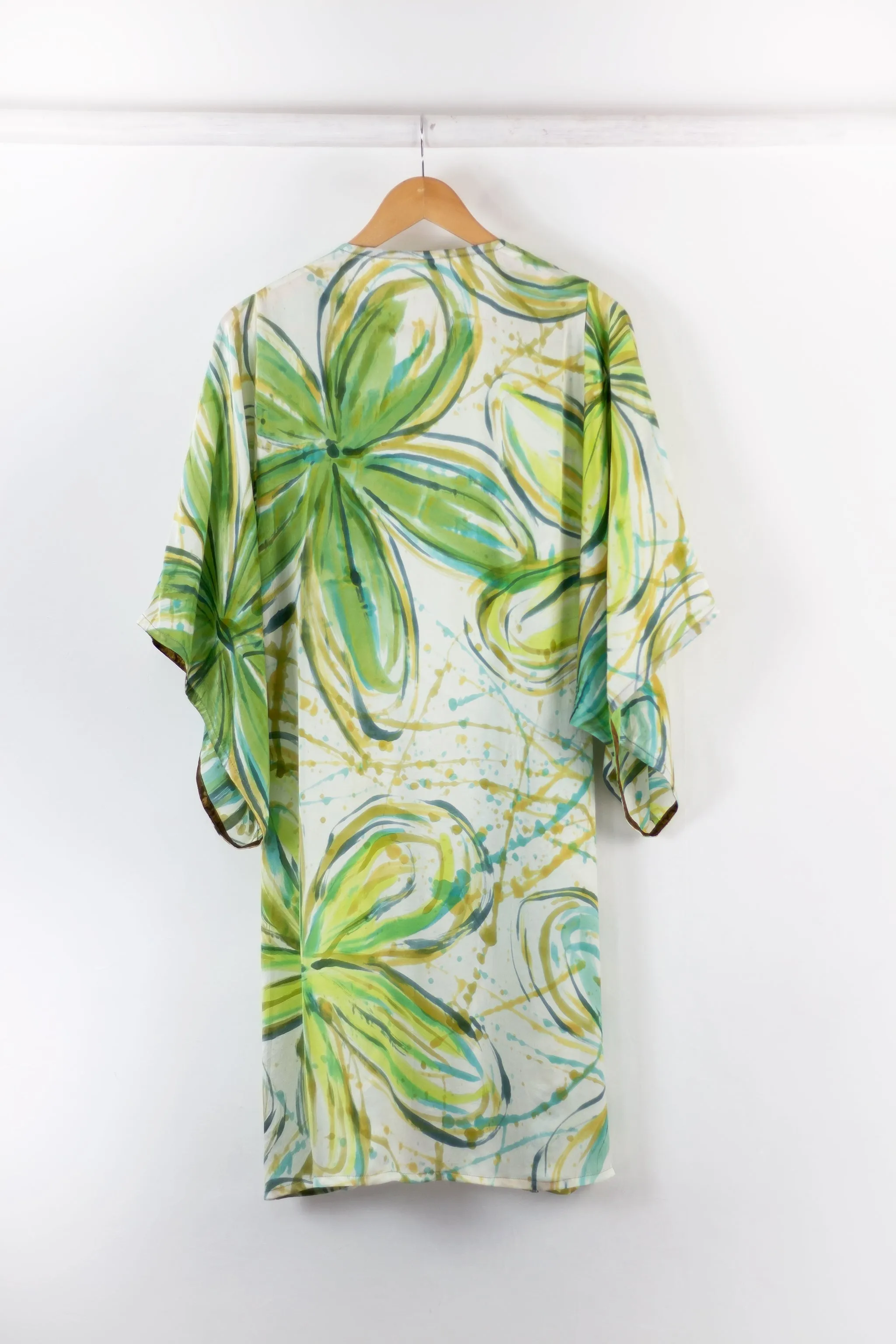 Hand Painted Silk Kimono 6669M - Flower Power