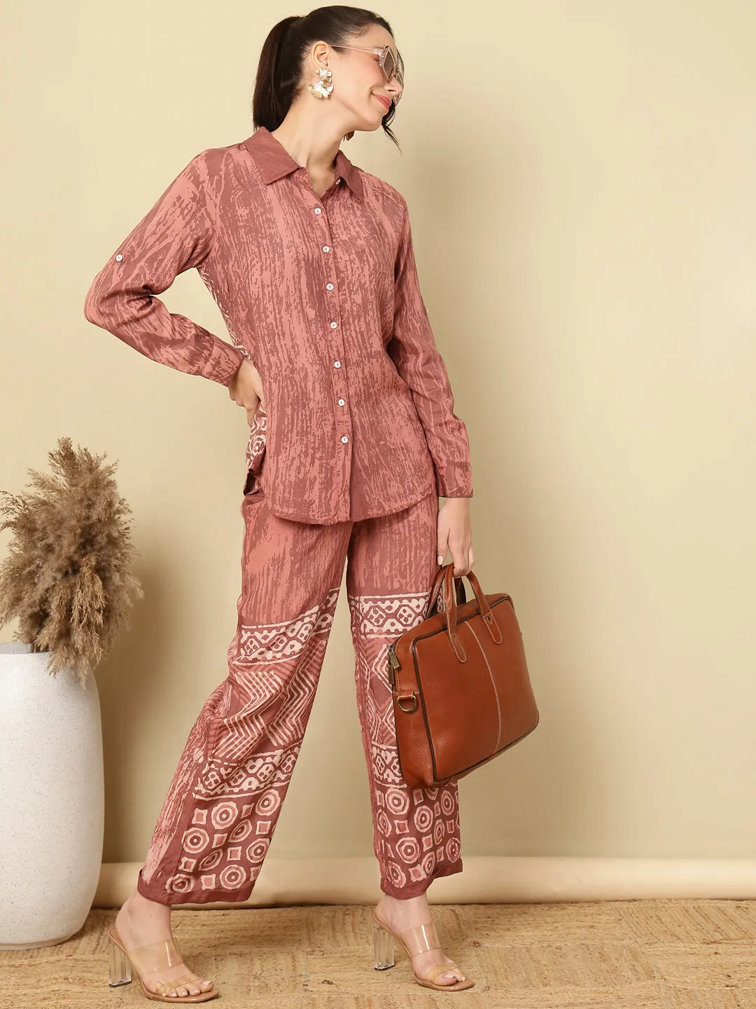 Hand Tie-Dye Bagru Printed Office Co-ord Set