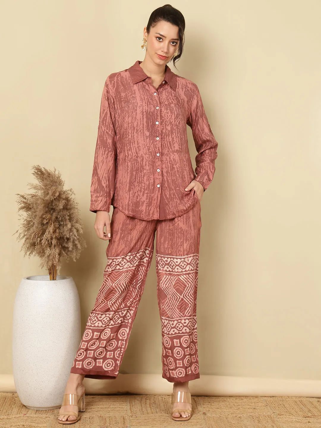 Hand Tie-Dye Bagru Printed Office Co-ord Set