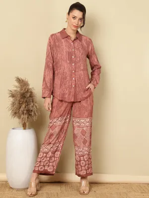 Hand Tie-Dye Bagru Printed Office Co-ord Set