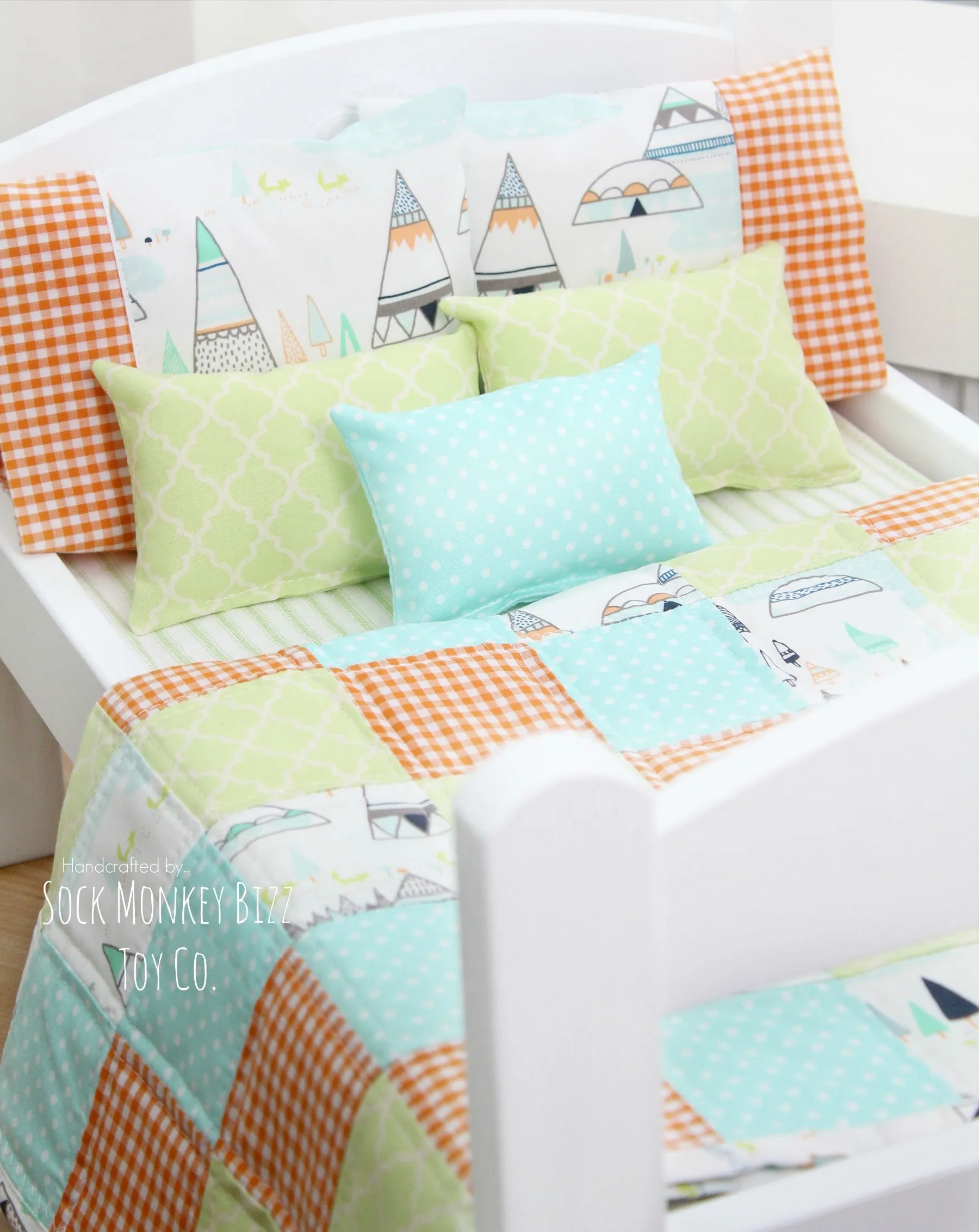 Handcrafted Doll Bedding and Matching Pajama Romper