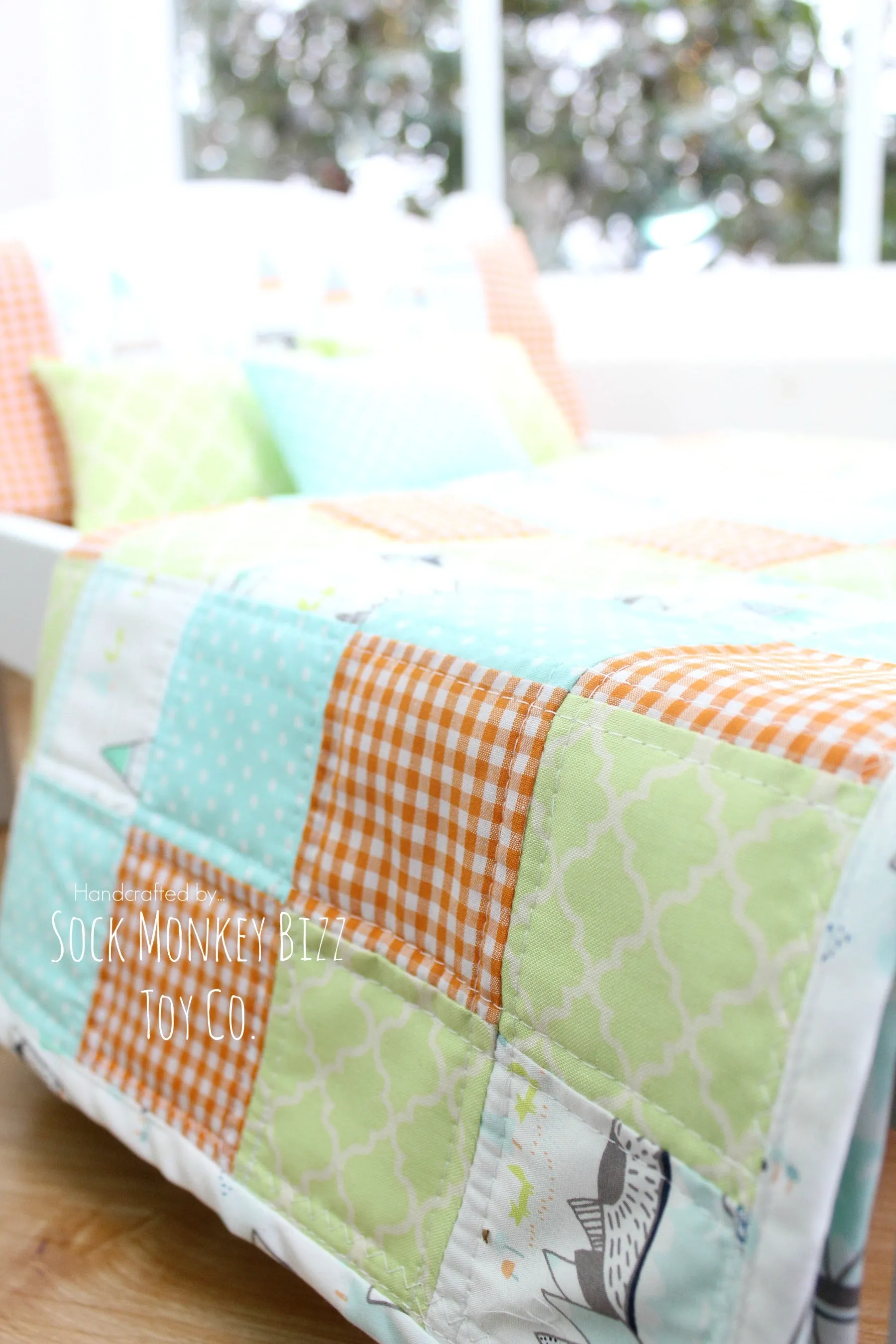 Handcrafted Doll Bedding and Matching Pajama Romper