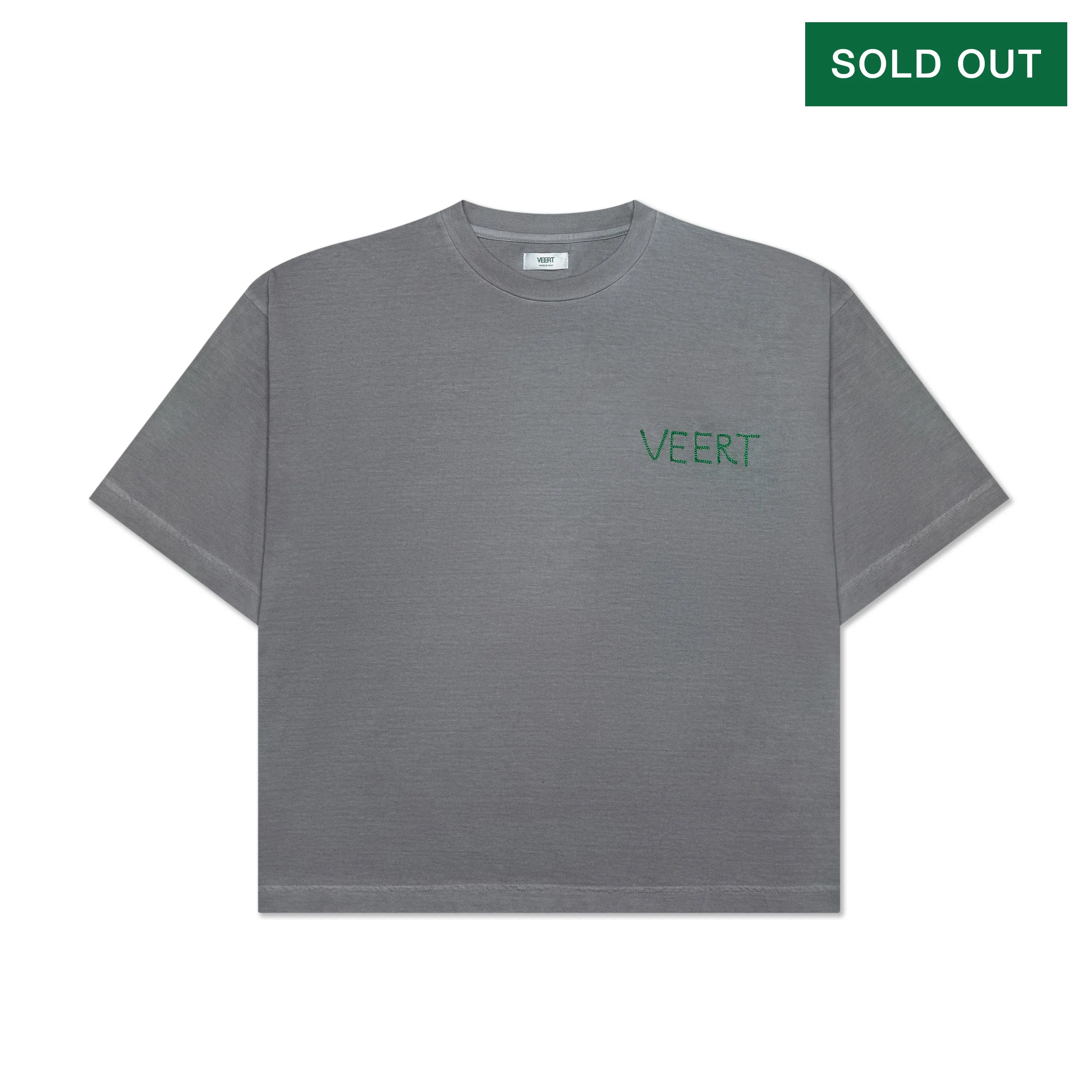 HANDWRITTEN EMBROIDERED T-SHIRT WASHED LIGHT GREY
