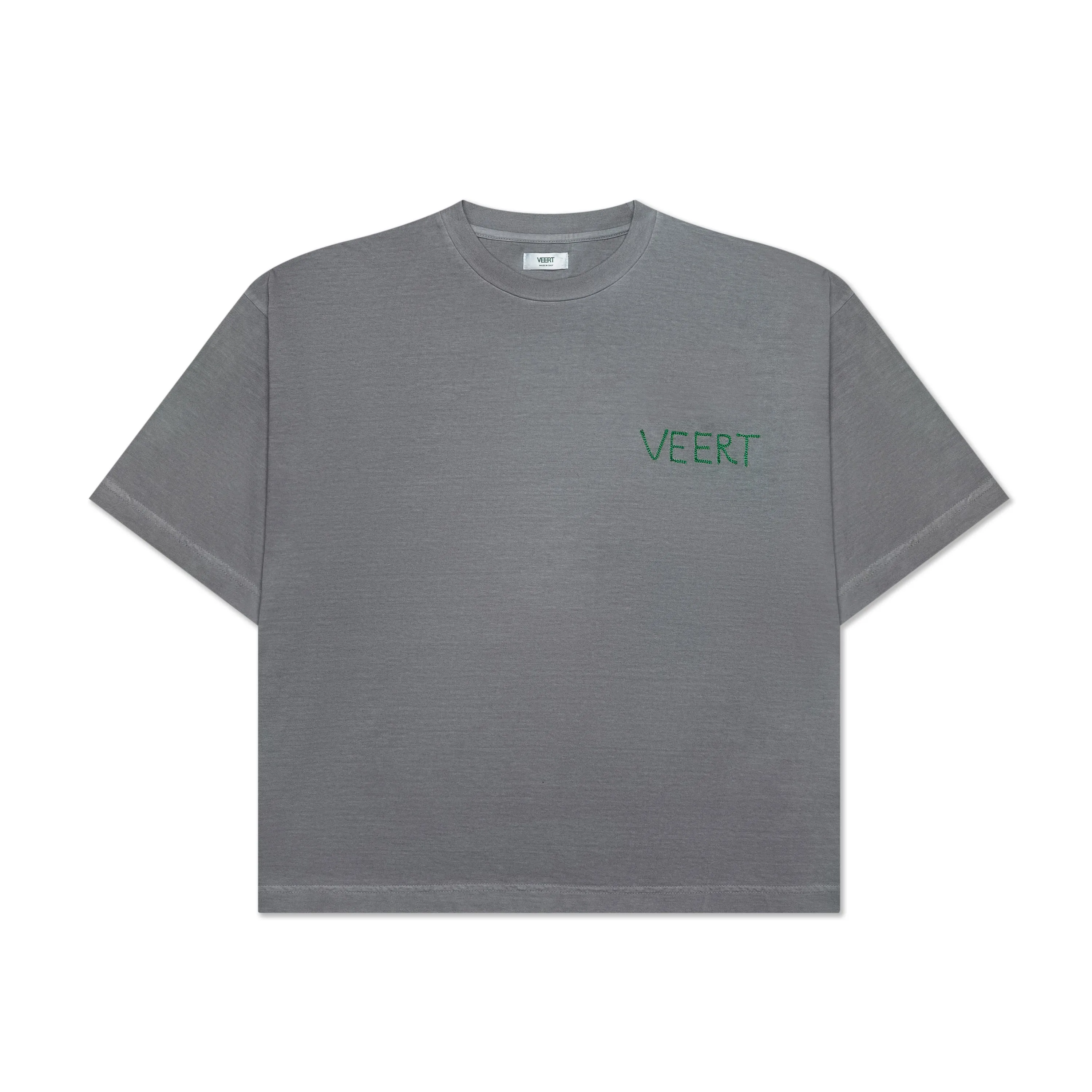 HANDWRITTEN EMBROIDERED T-SHIRT WASHED LIGHT GREY