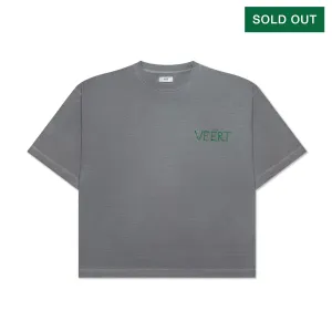 HANDWRITTEN EMBROIDERED T-SHIRT WASHED LIGHT GREY