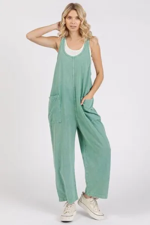 Hazel Blues® |  Mittoshop Scoop Neck Wide Leg Overalls