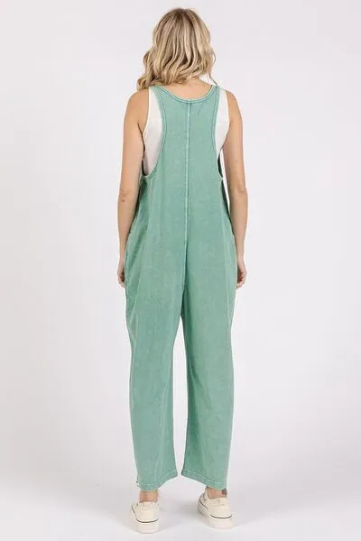 Hazel Blues® |  Mittoshop Scoop Neck Wide Leg Overalls