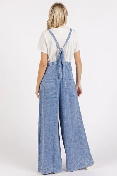 Hazel Blues® |  Mittoshop Textured Wide Leg Overalls