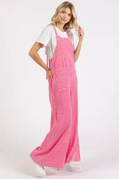 Hazel Blues® |  Mittoshop Textured Wide Leg Overalls